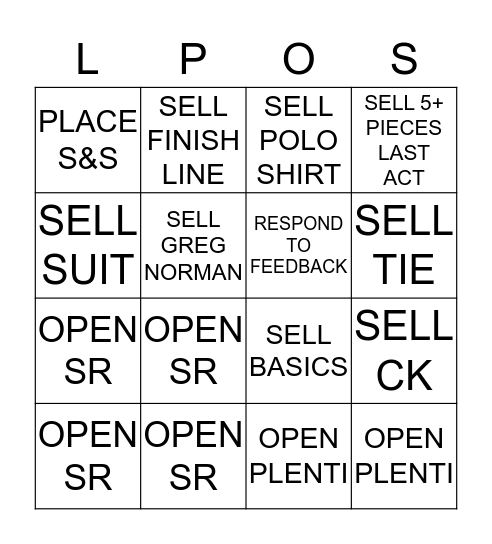 LPOS Bingo Card