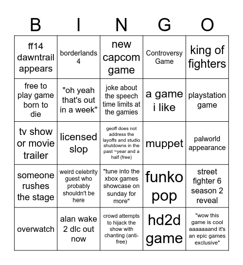 summer games fest 2024 Bingo Card