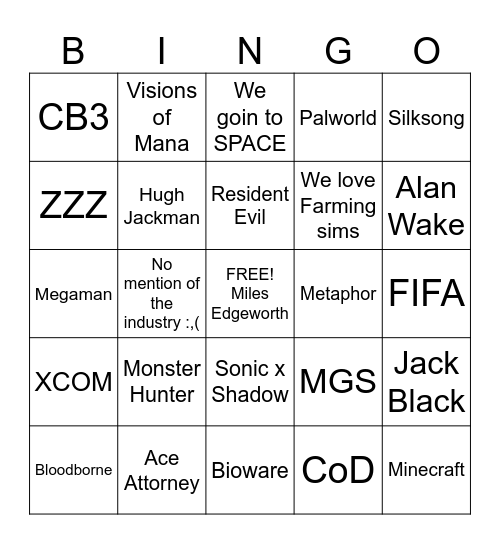 SGF June 2024 Bingo Card