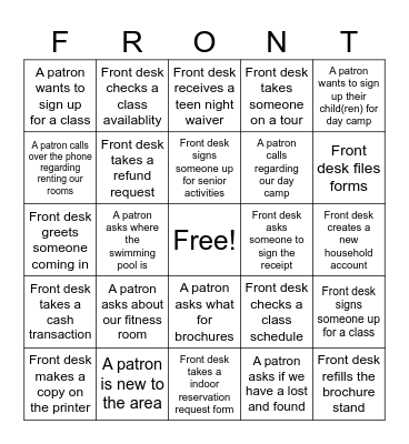 Front Desk LOTF Bingo Card