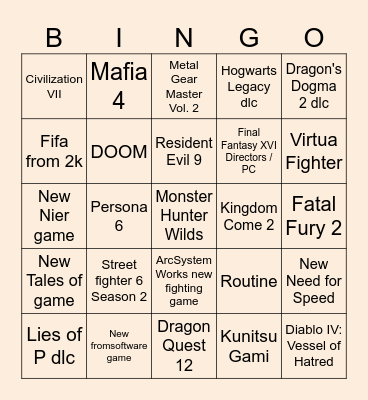 Summer Geoffest Bingo Card
