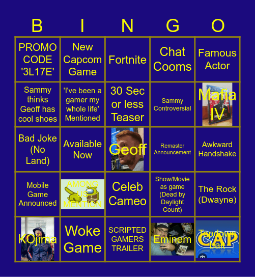 Geoff Bing Bingo Card