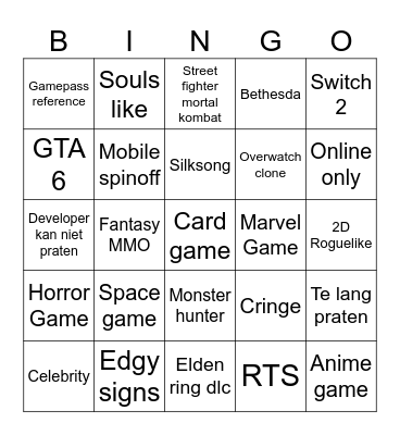 Game Fest Bingo Card