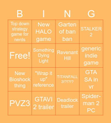 SUMMER GAME FEST 2024 Bingo Card