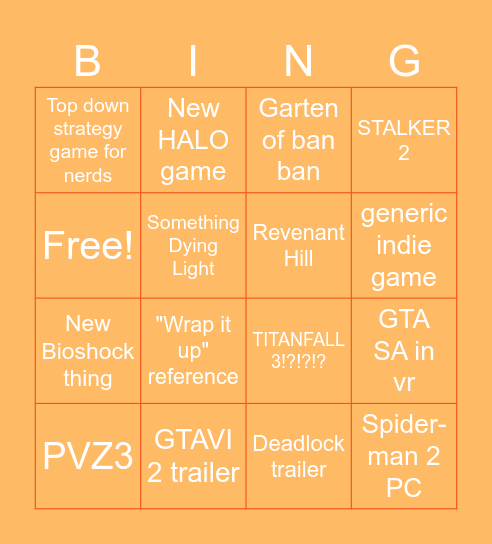 SUMMER GAME FEST 2024 Bingo Card