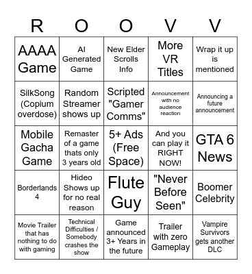 Summer Games Fest 2024 Bingo Card