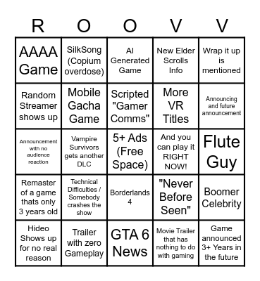 Summer Games Fest 2024 Bingo Card