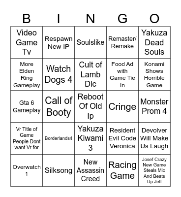 Summer game fest 2024 Bingo Card