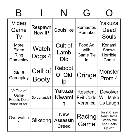 Summer game fest 2024 Bingo Card