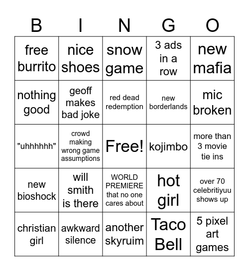 geoff birthday bingo Card