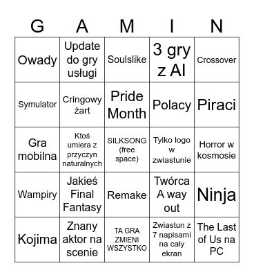 Lato Gra Festiwal Bingo Card