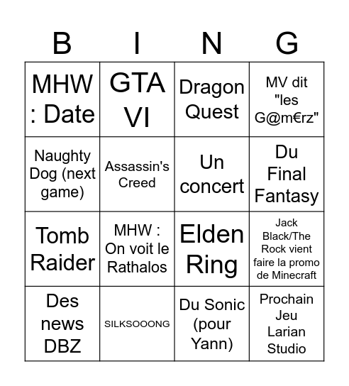 Summer Game Fest Bingo Card