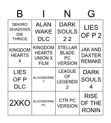 SUMMER GAME FEST Bingo Card