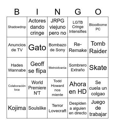 Summer Game Fest 2024 Bingo Card