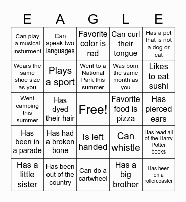 Find Someone Who Bingo Card