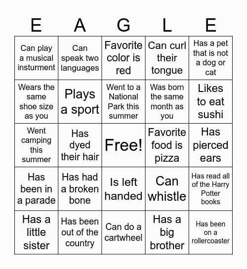 Find Someone Who Bingo Card