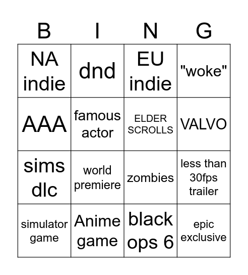 Untitled Bingo Card