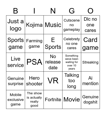 Event Bingo Card