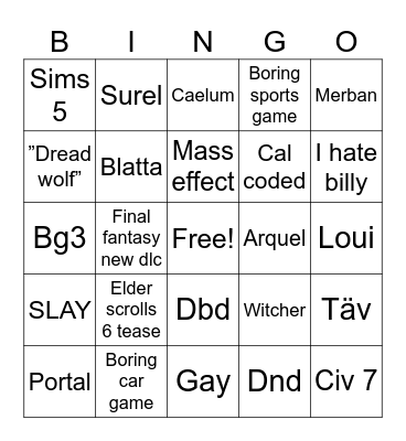 Summer games fest Bingo Card