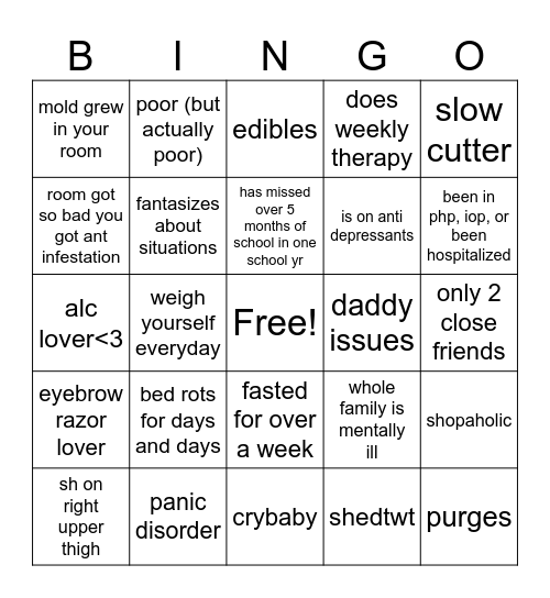 My very specific Bingo! Bingo Card