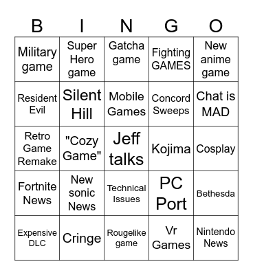 Summer games Bingo Card