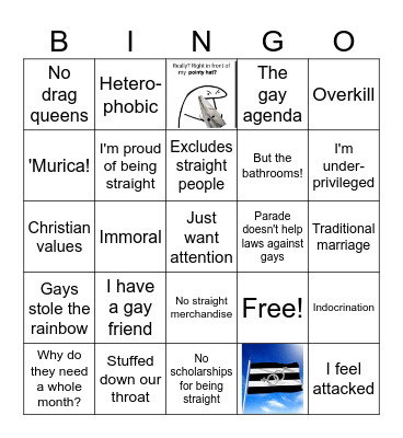 Straight Pride Bingo Card