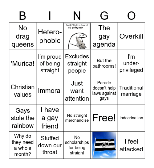 Straight Pride Bingo Card