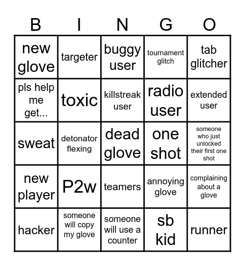 Slap battles Bingo Card