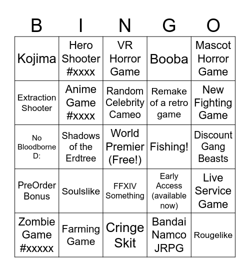 Summer Games 2024 Bingo Card