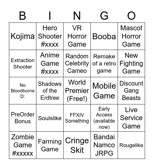 Summer Games 2024 Bingo Card