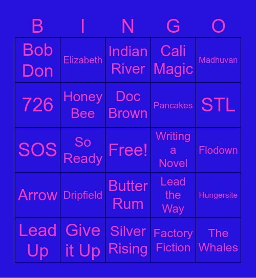 Fiddlers Bingo Card