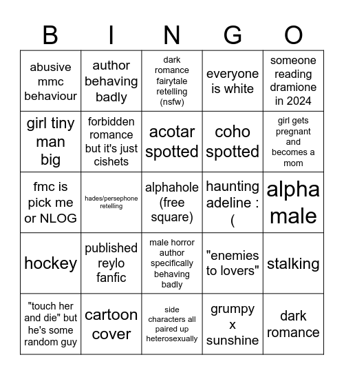 booktok bingo Card