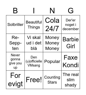 Musikbingo 3D Bingo Card