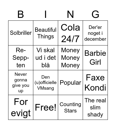 Musikbingo 3D Bingo Card