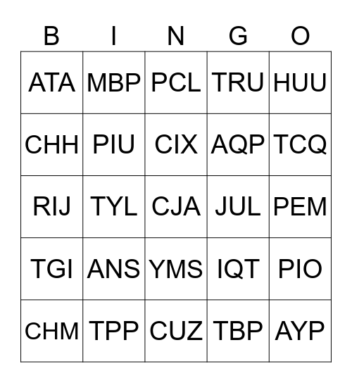 Códigos Ciudades Nacionales Bingo Card