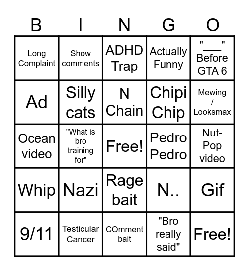 IG Reels & Comments Bingo Card