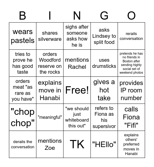 Jake Bingo Card