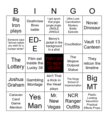 Fallout Show Season 2 NV Setting Bingo Card