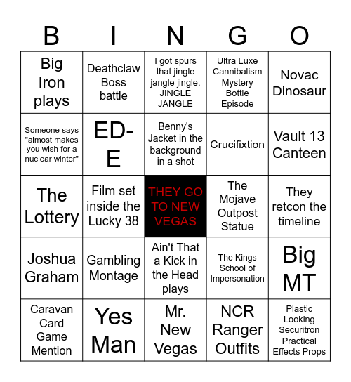 Fallout Show Season 2 NV Setting Bingo Card