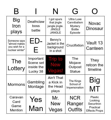 Fallout Show Season 2 NV Setting Bingo Card