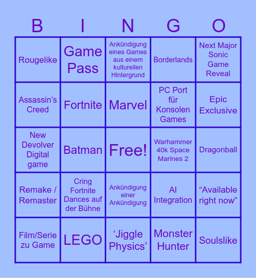 summergamefest Bingo Card