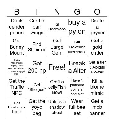 Terria Bingo Card