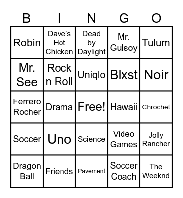 Class of 2024 Bingo Card