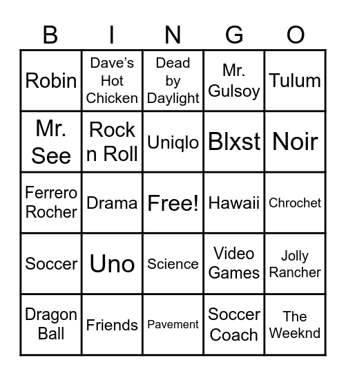 Class of 2024 Bingo Card