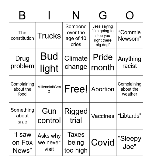 A Weekend in Paradise Bingo Card