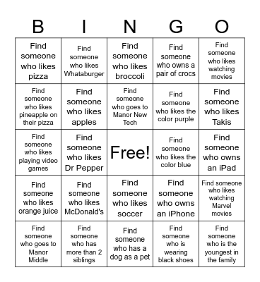 Find someone who... Bingo Card