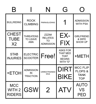 2024 Trauma Season Bingo Card