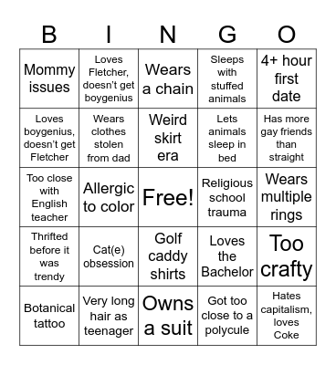 Rachel’s Lesbian Bingo Card