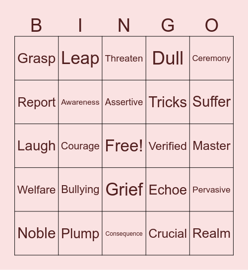 Word Bingo Card