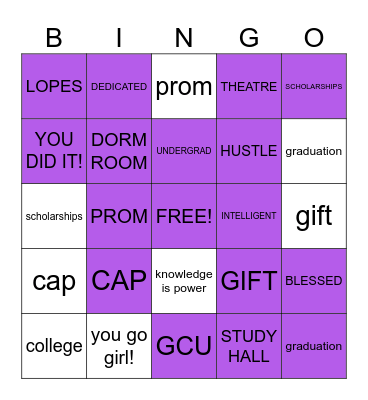 Tyera's Grad Bingo Card